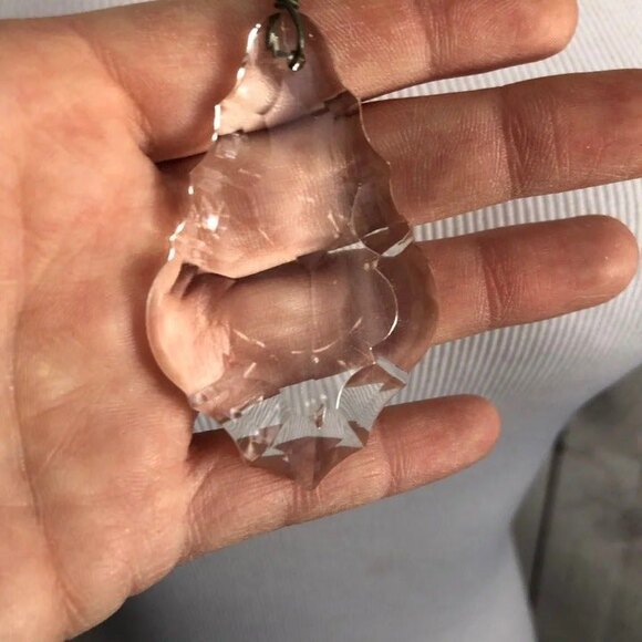 Faceted Clear Pendant on Tan Leather Necklace - Picture 5 of 10